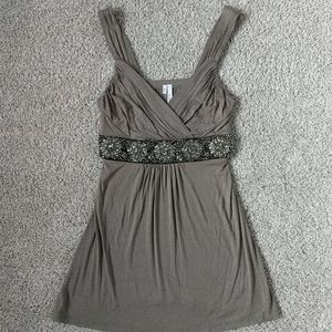 Y2K 90's Maurices beaded top, olive green, xs